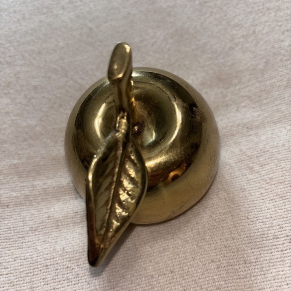 Vintage Small Brass Apple Bell w/ Stem and Leaf Teacher Vibes - Picture 2 of 6